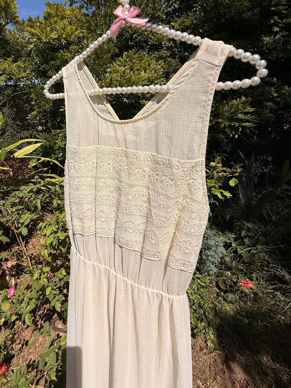 Cream Bohemian Sleeveless Summer Maxi Dress